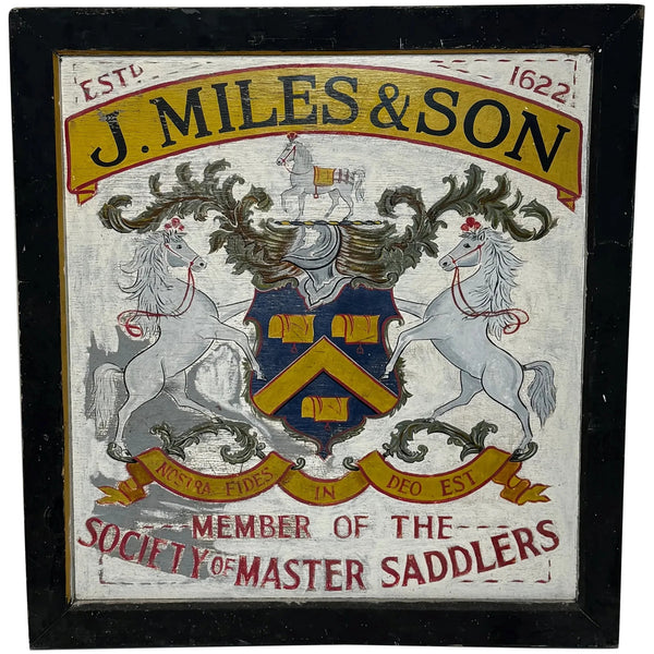 Large Equine Livery J Miles & Son Dorchester Hand Painted Shop Sign Master Saddlers - Cheshire Antiques Consultant Ltd