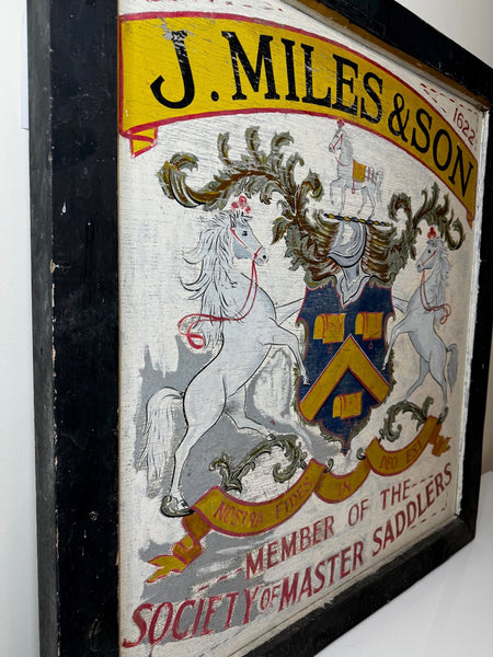 Large Equine Livery J Miles & Son Dorchester Hand Painted Shop Sign Master Saddlers - Cheshire Antiques Consultant Ltd