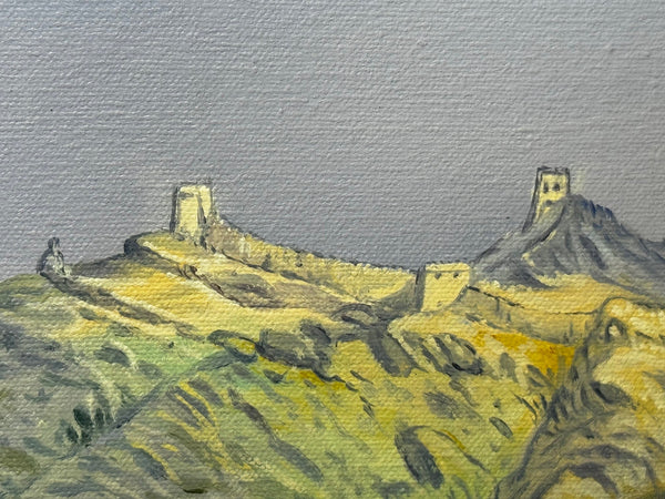 Large Oil Painting Historic Great Wall Of China Jundu Mountains - Cheshire Antiques Consultant Ltd