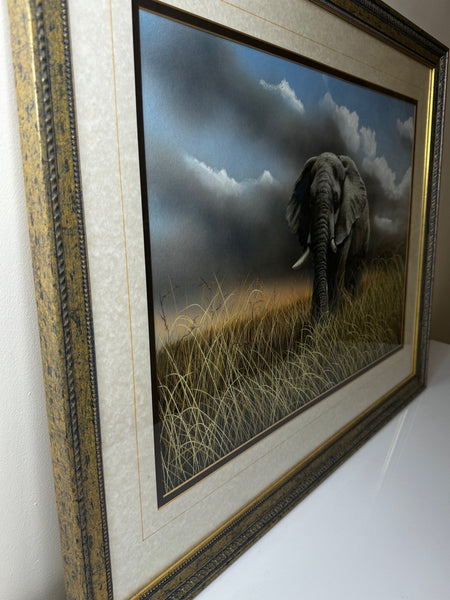 Large Painting African Bull Elephant Kruger National Park Follower Of David Shepherd - Cheshire Antiques Consultant Ltd