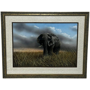 Large Painting African Bull Elephant Kruger National Park Follower Of David Shepherd - Cheshire Antiques Consultant Ltd