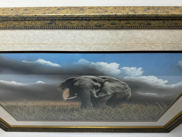 Large Painting African Bull Elephant Kruger National Park Follower Of David Shepherd - Cheshire Antiques Consultant Ltd