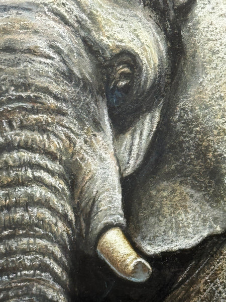 Large Painting African Bull Elephant Kruger National Park Follower Of David Shepherd - Cheshire Antiques Consultant Ltd