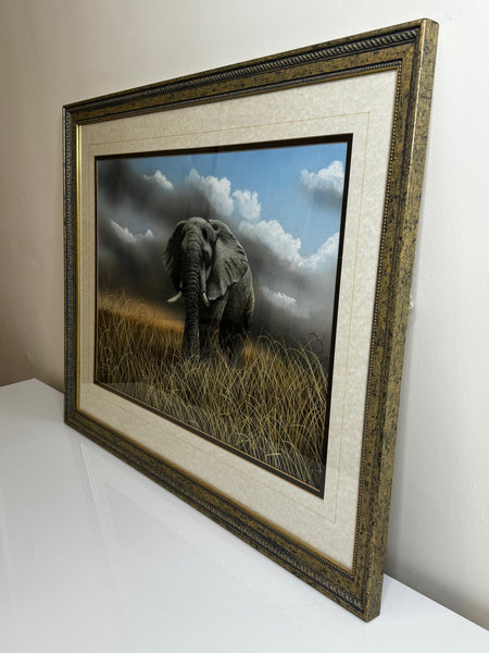 Large Painting African Bull Elephant Kruger National Park Follower Of David Shepherd - Cheshire Antiques Consultant Ltd