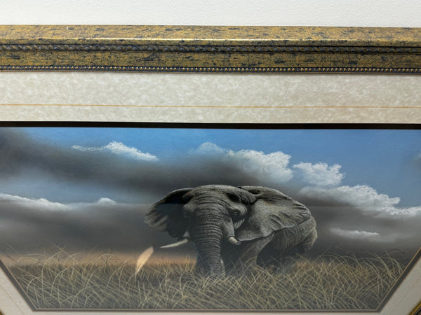 Large Painting African Bull Elephant Kruger National Park Follower Of David Shepherd - Cheshire Antiques Consultant Ltd