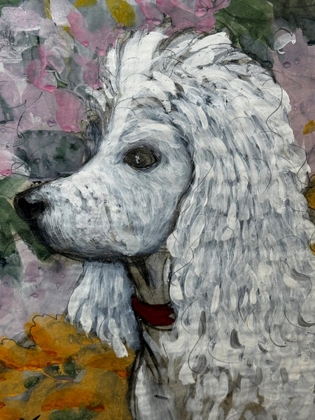 Large Painting Portrait White Poodle Dog By Charles Frederick Tunnicliffe - Cheshire Antiques Consultant Ltd