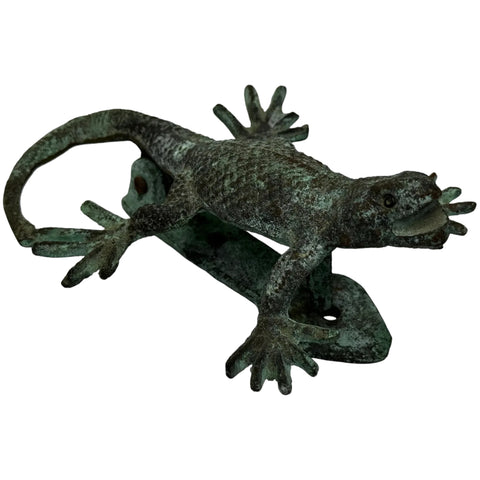 🦎 Rare Arts & Crafts Bronze Gecko Door Knocker Sculpture, c.1915 – Attributed to the Style of Oscar Bruno Bach (1884–1957)
