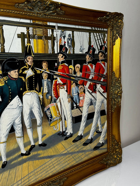 Marine Oil Painting Napoleon Inspecting Royal Marines On Ship HMS Bellerophon - Cheshire Antiques Consultant Ltd