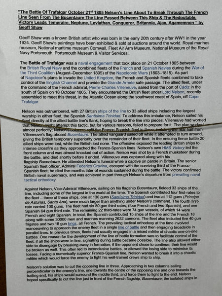 Marine Oil Painting The Battle Of Trafalgar October 21st 1805 Nelson’s Line About To Break Through - Cheshire Antiques Consultant Ltd