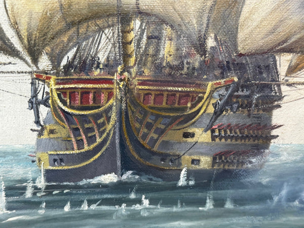 Marine Oil Painting The Battle Of Trafalgar October 21st 1805 Nelson’s Line About To Break Through - Cheshire Antiques Consultant Ltd