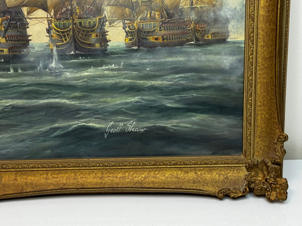 Marine Oil Painting The Battle Of Trafalgar October 21st 1805 Nelson’s Line About To Break Through - Cheshire Antiques Consultant Ltd