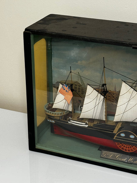 Model Paddle Transatlantic Paddle Steamer Ship Great Western 1837 In Case - Cheshire Antiques Consultant Ltd
