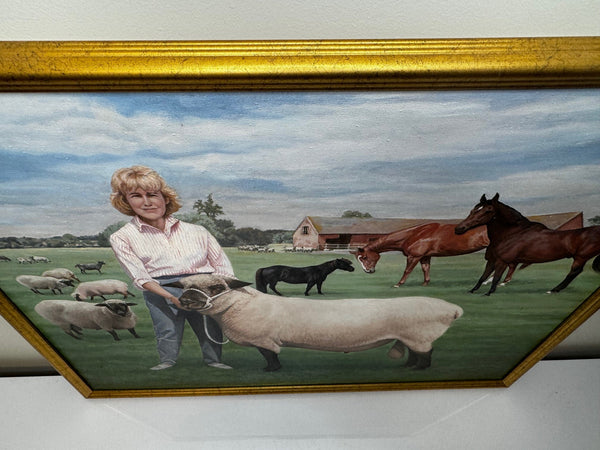 Oil Painting Camilla Parker Bowles Wiltshire Farm Prized Sheep & Horses - Cheshire Antiques Consultant Ltd