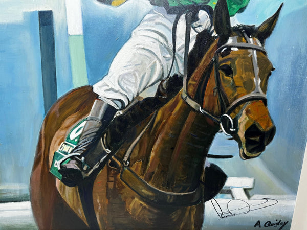 Oil Painting Grand National Winner No 6 Don't Push It 2010 Jockey A P McCoy Up - Cheshire Antiques Consultant Ltd