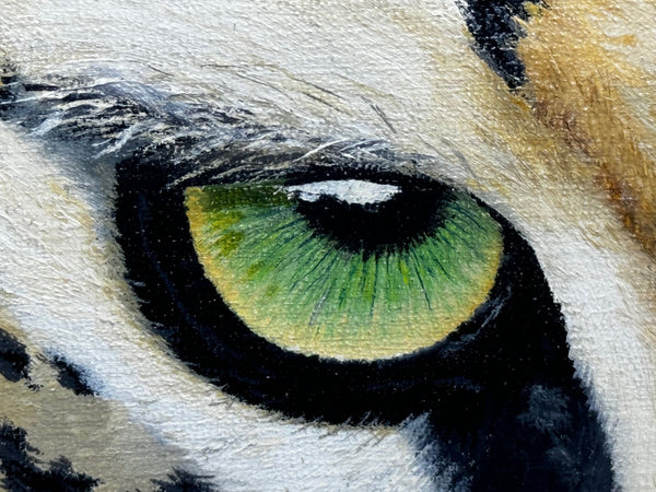 Oil Painting Leopard Green Eyes In Wilderness Masai Mara Kenya Follower Pip McGarry - Cheshire Antiques Consultant Ltd