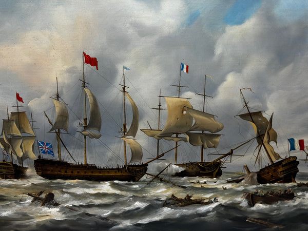 Oil Painting Naval Battle Quiberon Bay November 20th 1759 By John Lewis Chapman - Cheshire Antiques Consultant Ltd