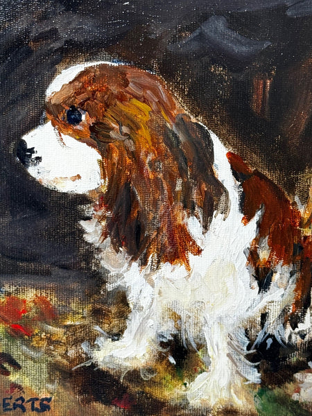 Oil Painting Portrait Of King Charles Cavalier Spaniel Dogs After John Emms - Cheshire Antiques Consultant Ltd