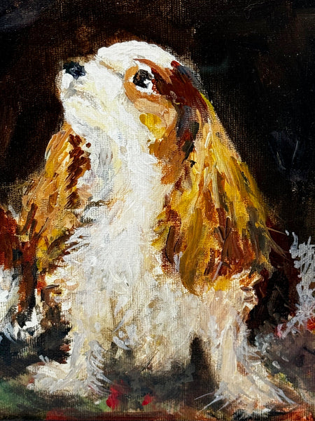 Oil Painting Portrait Of King Charles Cavalier Spaniel Dogs After John Emms - Cheshire Antiques Consultant Ltd