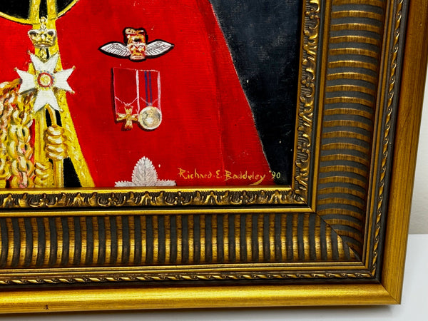 Oil Painting Portrait Young Prince Charles Of Wales Colonel In Chief Red Coat Mess Dress - Cheshire Antiques Consultant Ltd