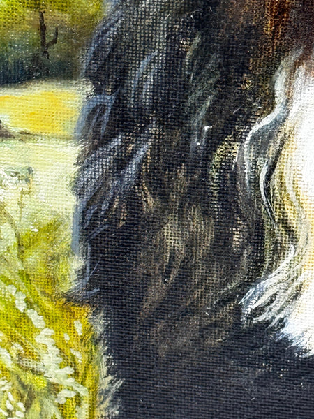 Oil Painting Prized Tibetan Terrier Dog Sitting Near Neath By Dilys Thomas - Cheshire Antiques Consultant Ltd