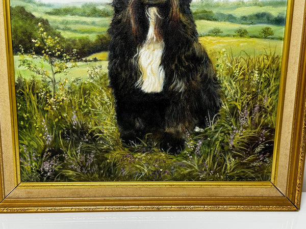 Oil Painting Prized Tibetan Terrier Dog Sitting Near Neath By Dilys Thomas - Cheshire Antiques Consultant Ltd