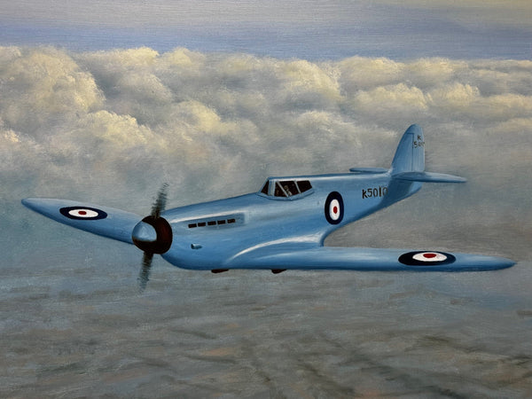 Oil Painting RAF Supermarine Spitfire Prototype Pilot Mutt Summers By Dion Pears - Cheshire Antiques Consultant Ltd