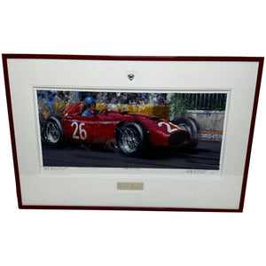 Painting Formula One Racing 1955 Monaco Grand Prix Alberto Ascari Red Lancia D50 - Cheshire Antiques Consultant Ltd