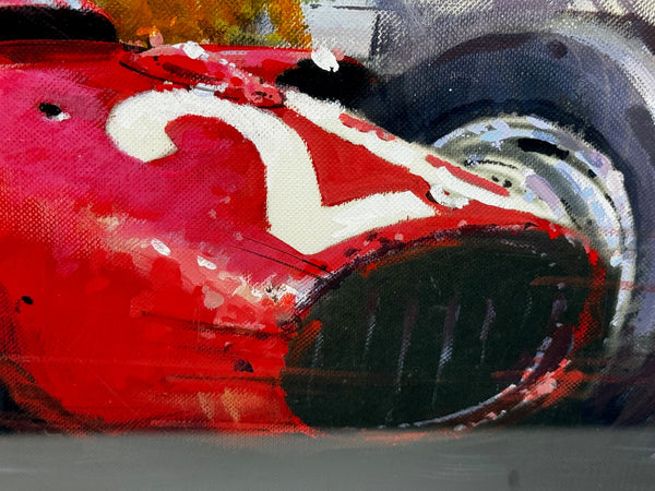 Painting Formula One Racing 1955 Monaco Grand Prix Alberto Ascari Red Lancia D50 - Cheshire Antiques Consultant Ltd