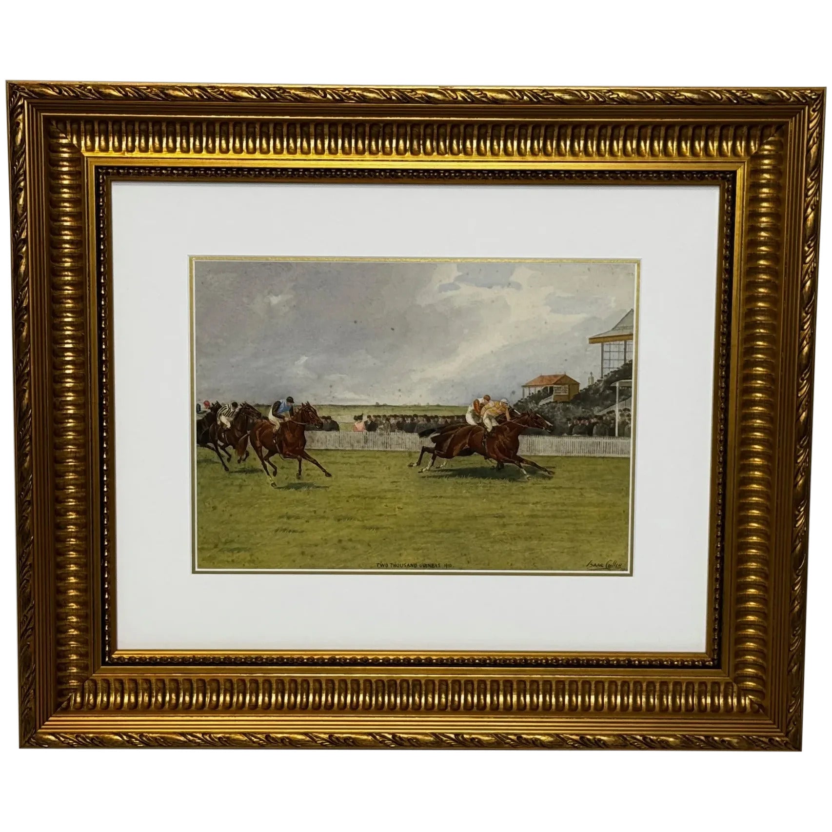 Painting Race Horse Neil Gow Jockey Danny Maher Up At Newmarket By Isaac Cullin - Cheshire Antiques Consultant Ltd