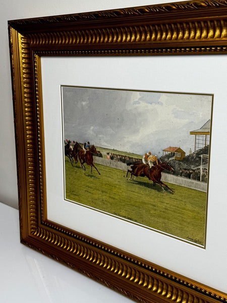 Painting Race Horse Neil Gow Jockey Danny Maher Up At Newmarket By Isaac Cullin - Cheshire Antiques Consultant Ltd