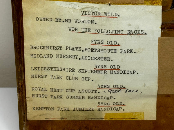 Painting Race Horse Winner Victor Wild Jockey Mornington Cannon Up Kempton Park - Cheshire Antiques Consultant Ltd