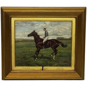 Painting Race Horse Winner Victor Wild Jockey Mornington Cannon Up Kempton Park - Cheshire Antiques Consultant Ltd