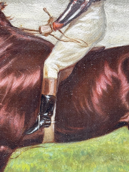 Painting Race Horse Winner Victor Wild Jockey Mornington Cannon Up Kempton Park - Cheshire Antiques Consultant Ltd