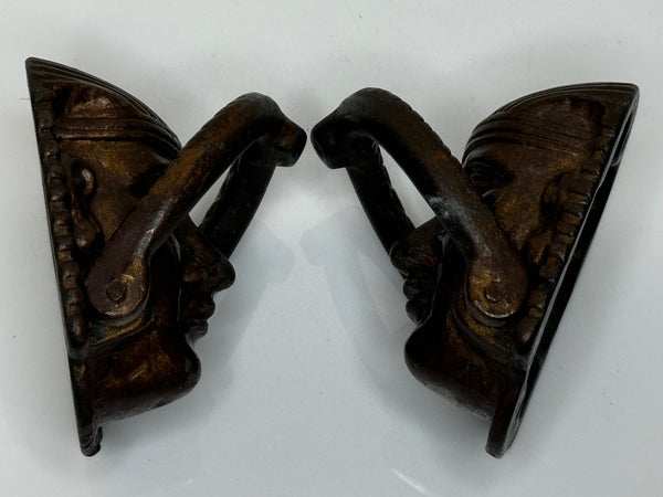 Pair Historic Mythical 19th Century Egyptian Sphinx Head Mask Bronze Door Knockers - Cheshire Antiques Consultant Ltd