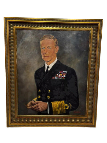 Portrait Oil Painting Monarch King George VI Naval Uniform After William McCance - Cheshire Antiques Consultant Ltd