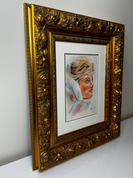 Portrait Painting Princess Diana Vogue Arabia In Spring Cairo Wearing Head Scarf - Cheshire Antiques Consultant Ltd