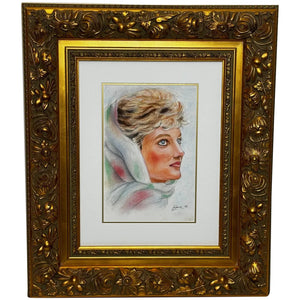 Portrait Painting Princess Diana Vogue Arabia In Spring Cairo Wearing Head Scarf - Cheshire Antiques Consultant Ltd