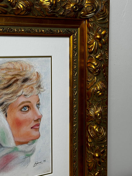 Portrait Painting Princess Diana Vogue Arabia In Spring Cairo Wearing Head Scarf - Cheshire Antiques Consultant Ltd