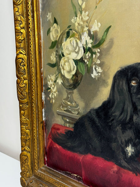 Postwar Oil Painting Prized Pekingese Dog Watching A Butterfly By Paul Desmond Fitzgerald - Cheshire Antiques Consultant Ltd