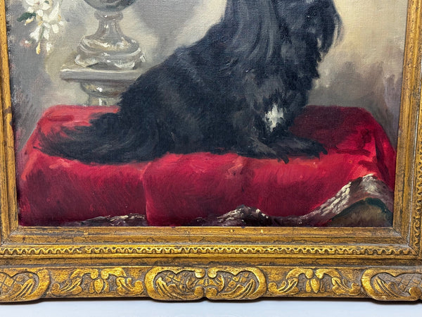 Postwar Oil Painting Prized Pekingese Dog Watching A Butterfly By Paul Desmond Fitzgerald - Cheshire Antiques Consultant Ltd