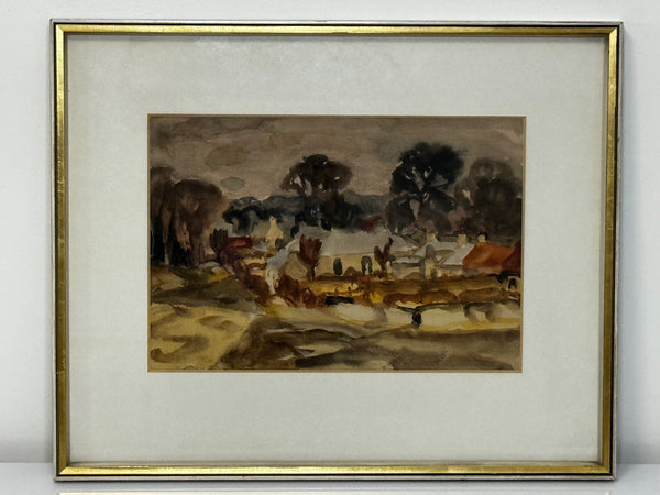 Postwar Painting Historic Midlothian Temple Village By Sir William George Gillies RSA RA - Cheshire Antiques Consultant Ltd