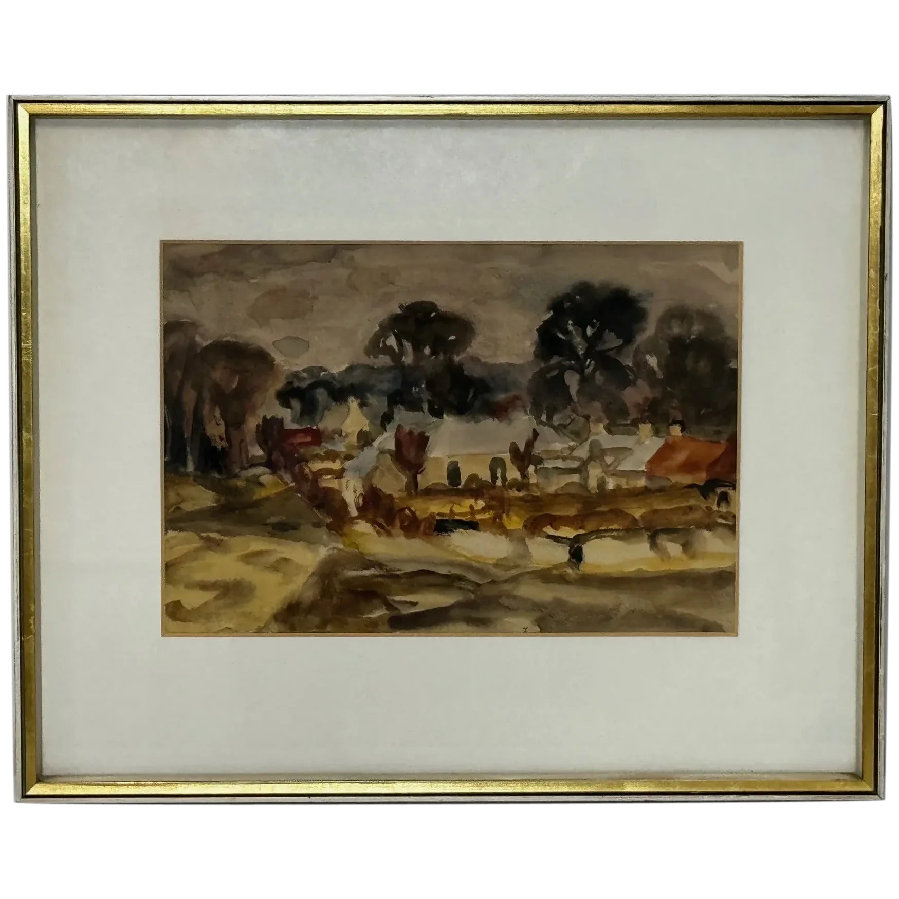 Postwar Painting Historic Midlothian Temple Village By Sir William George Gillies RSA RA - Cheshire Antiques Consultant Ltd