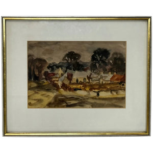 Postwar Painting Historic Midlothian Temple Village By Sir William George Gillies RSA RA - Cheshire Antiques Consultant Ltd