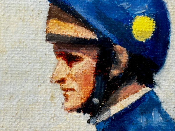 Racing Oil Painting Winner Grundy Epsom Derby 1975 Jockey Pat Eddery Up - Cheshire Antiques Consultant Ltd