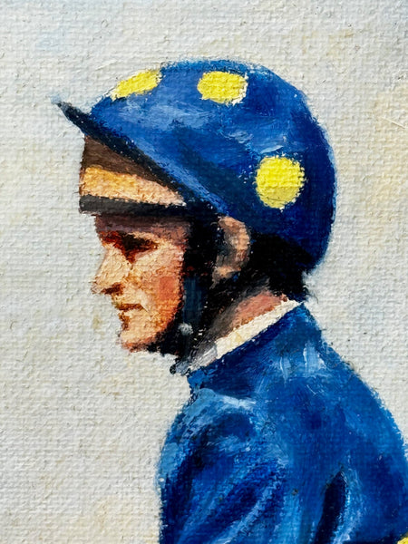 Racing Oil Painting Winner Grundy Epsom Derby 1975 Jockey Pat Eddery Up - Cheshire Antiques Consultant Ltd