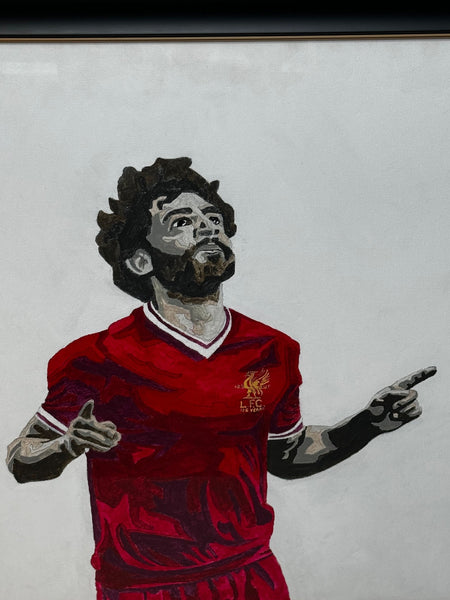 Sporting Painting Liverpool FC Egyptian Footballer Star Mo Salah - Cheshire Antiques Consultant Ltd