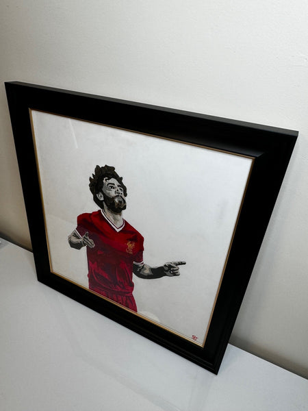 Sporting Painting Liverpool FC Egyptian Footballer Star Mo Salah - Cheshire Antiques Consultant Ltd