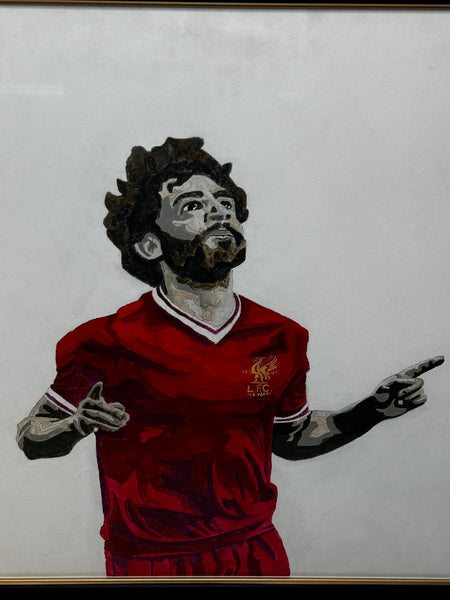 Sporting Painting Liverpool FC Egyptian Footballer Star Mo Salah - Cheshire Antiques Consultant Ltd