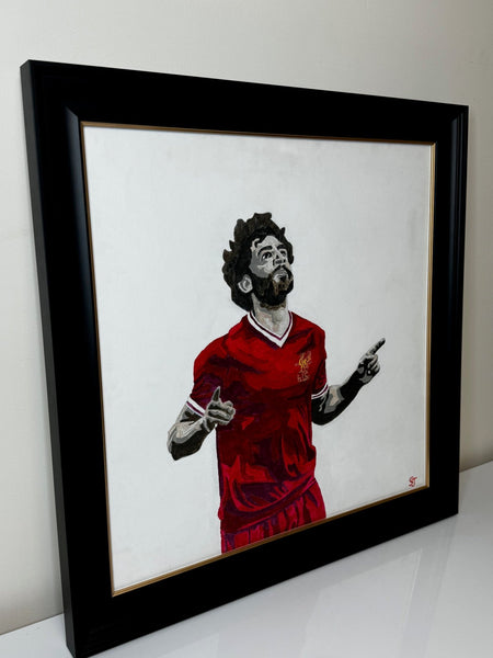 Sporting Painting Liverpool FC Egyptian Footballer Star Mo Salah - Cheshire Antiques Consultant Ltd