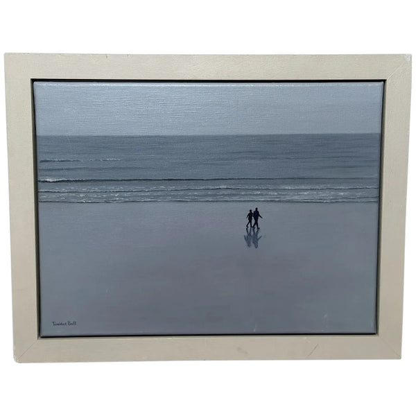 Walking Together at Low Tide British Coastal Oil Painting Signed Trinidad Ball C2012